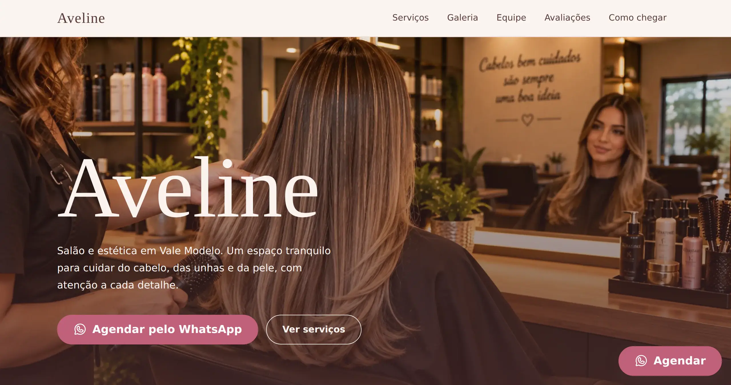 Prévia do site Salão · Aveline