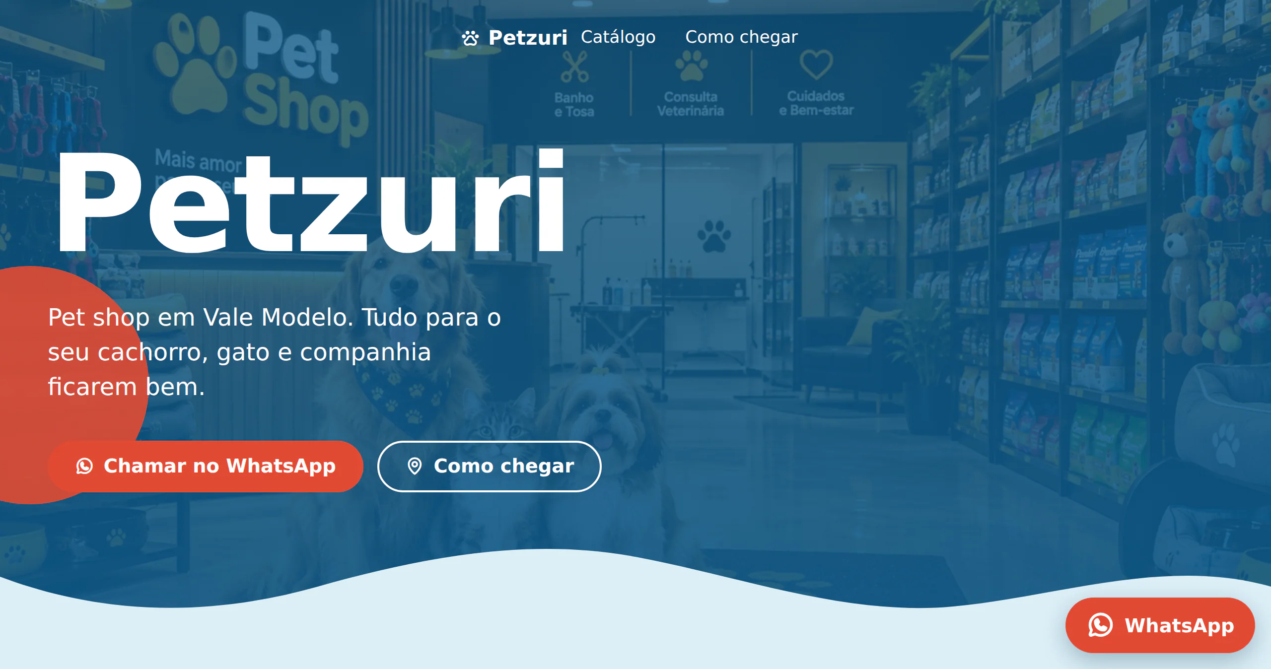 Prévia do site Pet Shop · Petzuri