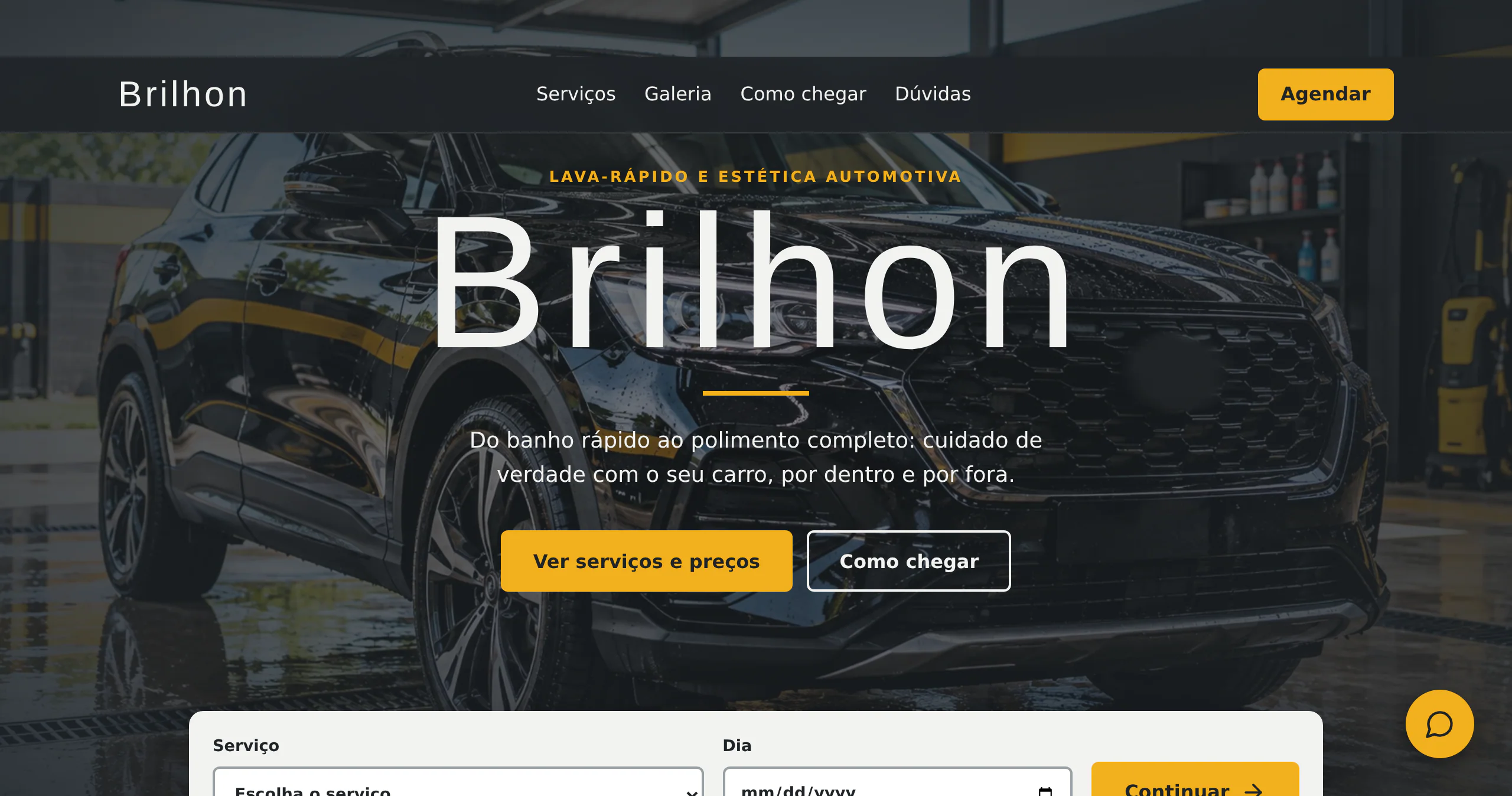 Prévia do site Lava-Rápido · Brilhon