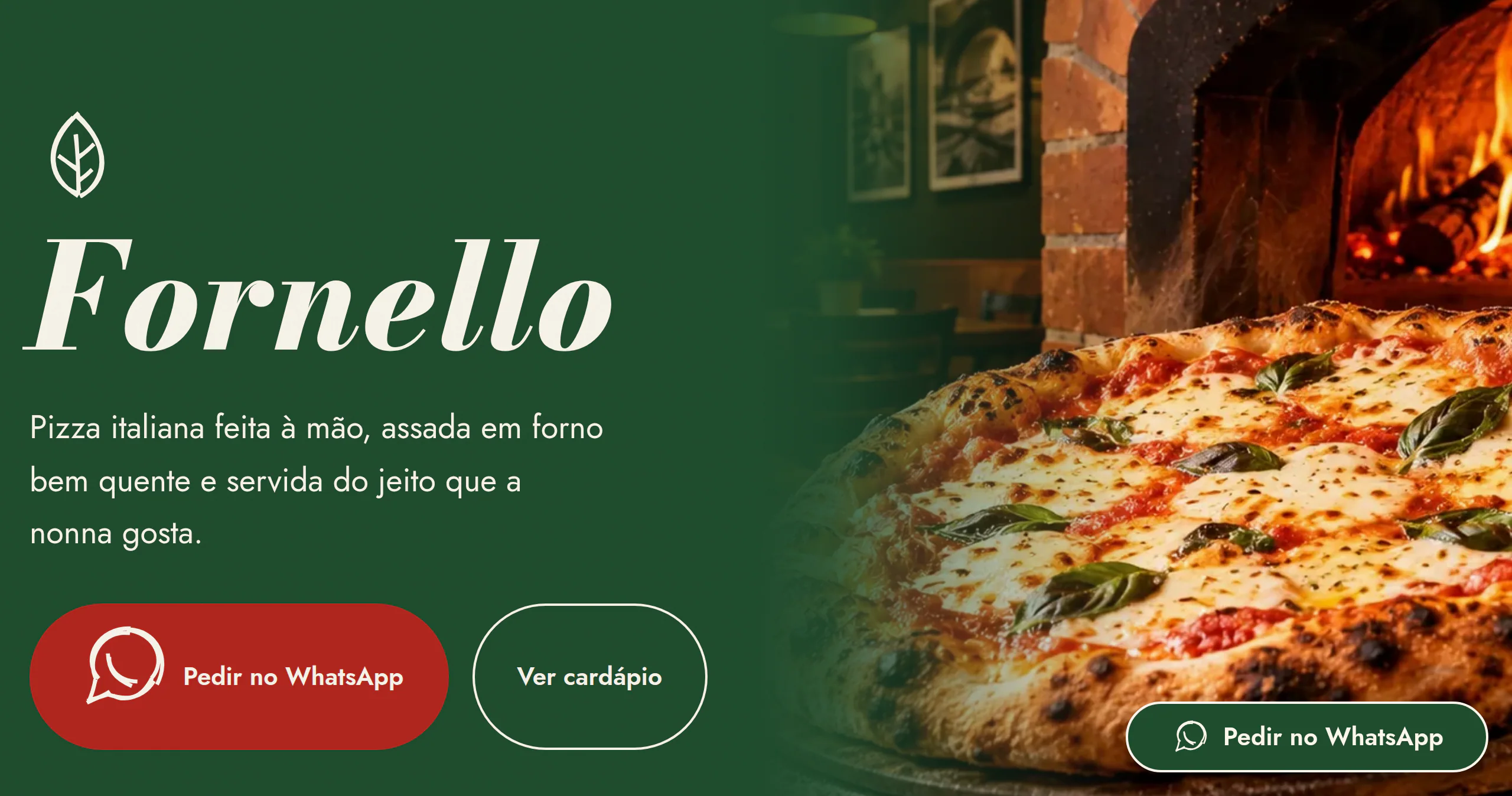 Prévia do site Pizzaria · Fornello