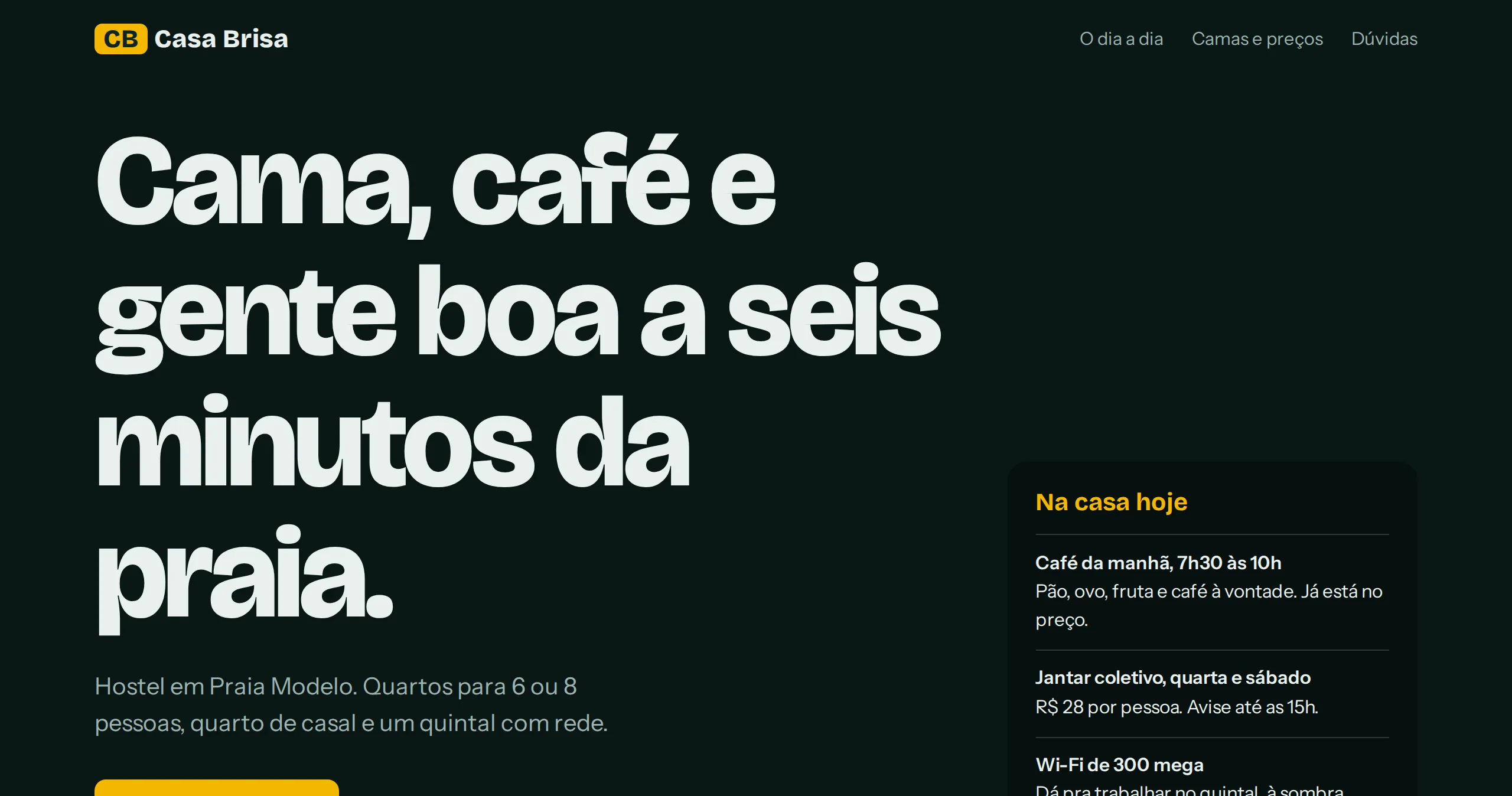 Prévia do site Hostel · Casa Brisa