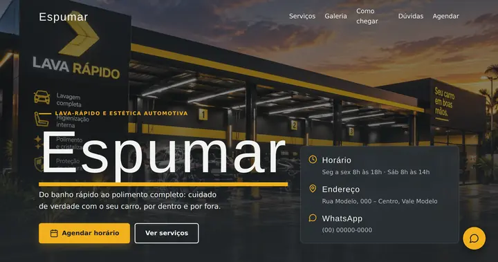 Prévia do site Lava-Rápido · Espumar
