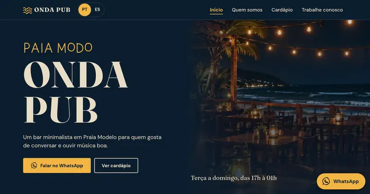 Prévia do site Pub · Onda