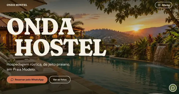 Prévia do site Hostel · Onda