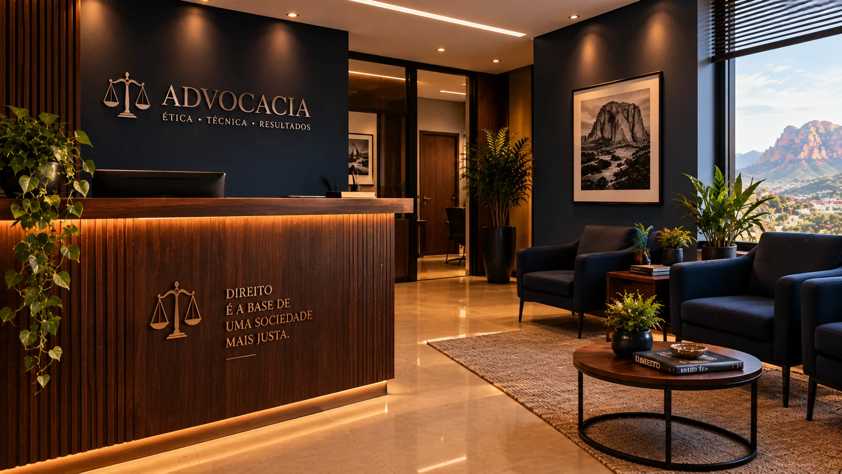 Recepção moderna e elegante do escritório de advocacia