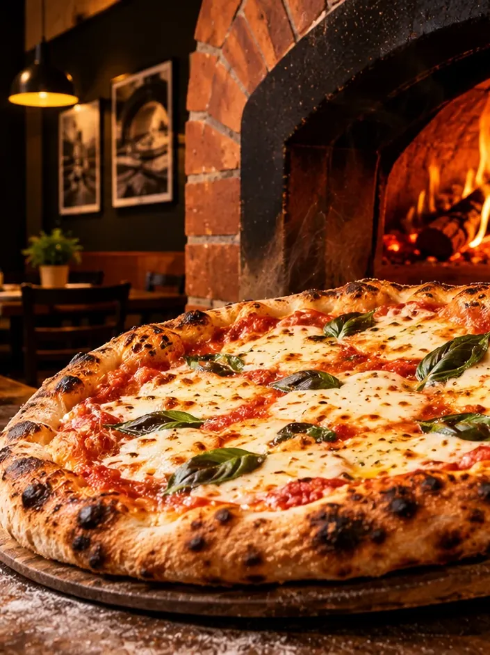 Pizza italiana saindo do forno na pizzaria Fornello