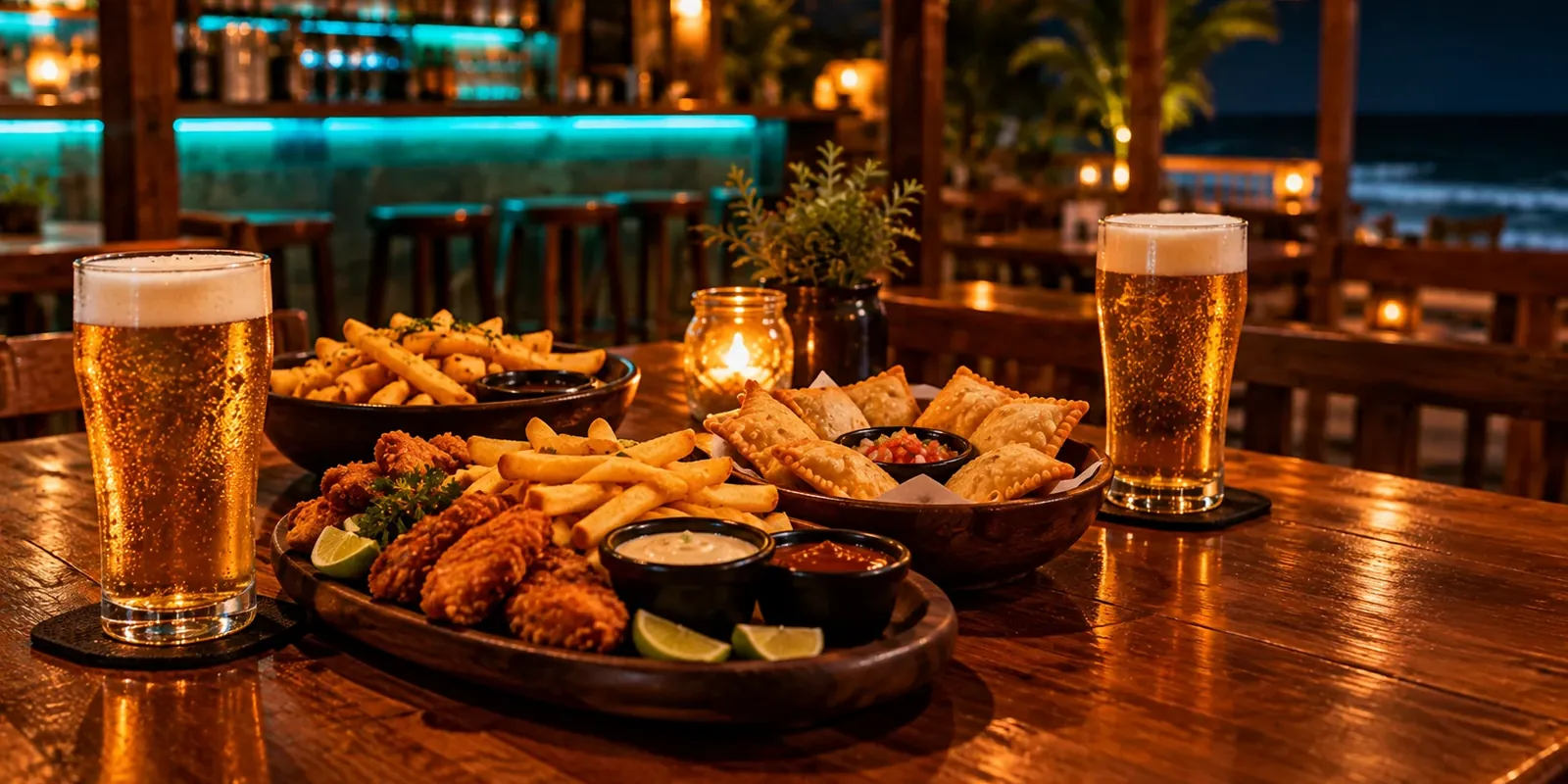 Drinks e petiscos servidos no ONDA PUB